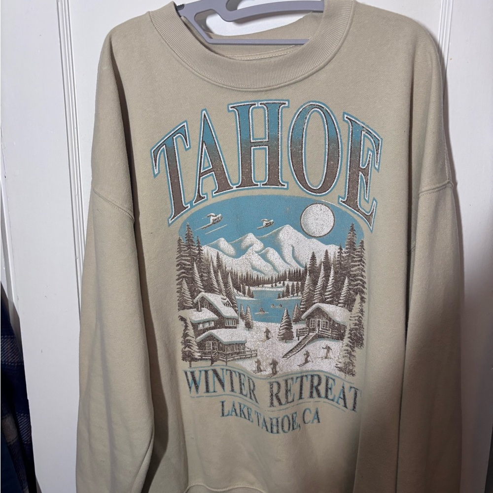 Lake Tahoe Beige Crewneck Sweater